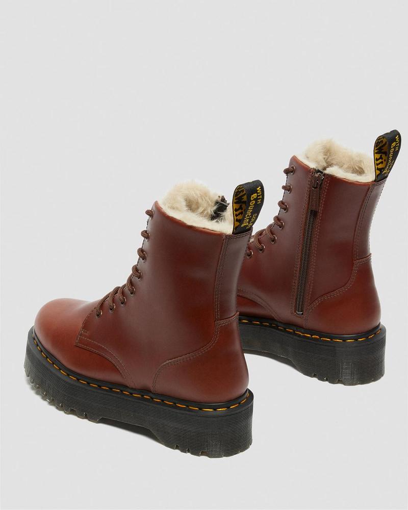 Brown Men's Dr Martens Jadon Faux Fur Lined Platform Boots | CA 553YXF